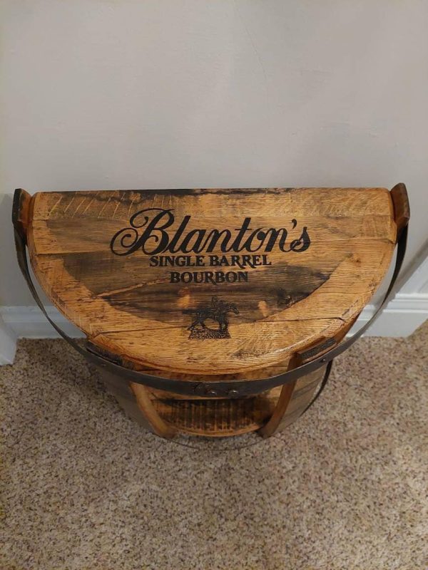 Bourbon Barrel Top End Table (½ Round) - Engraved Logo - Image 7