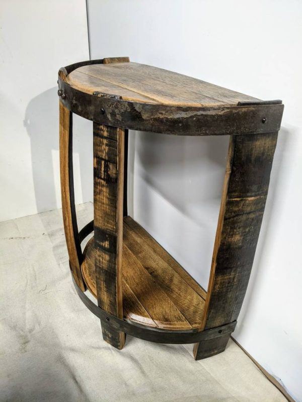 Bourbon Barrel Top End Table (½ Round) - Engraved Logo - Image 9
