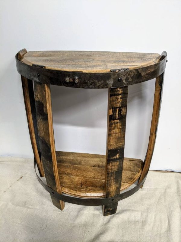 Bourbon Barrel Top End Table (½ Round) - Engraved Logo - Image 8