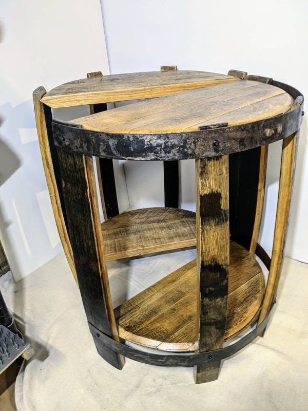 Bourbon Barrel Top End Table (½ Round) - Engraved Logo - Image 11