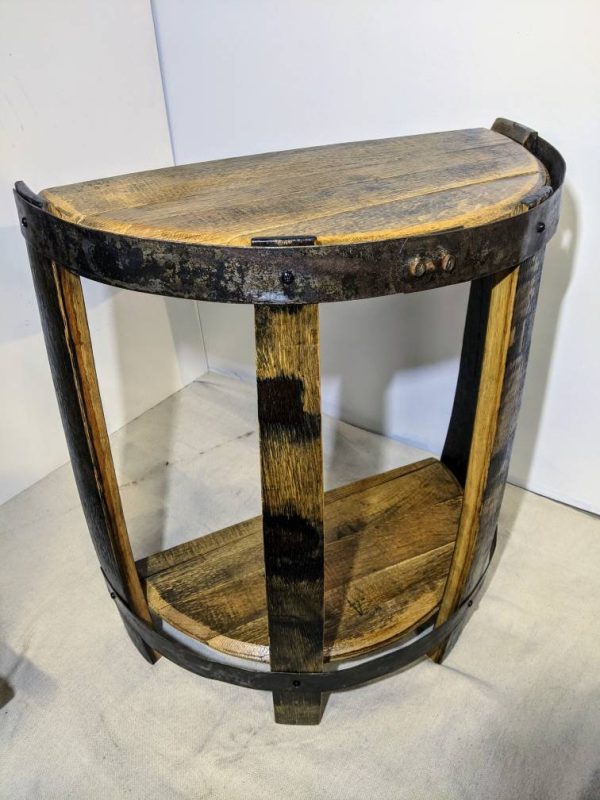 Bourbon Barrel Top End Table (½ Round) - Engraved Logo - Image 6