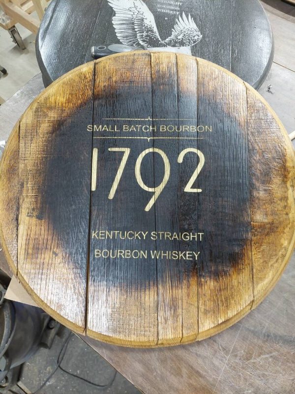 Bourbon Barrel Top Lazy Susan - Engraved Logo - Image 38