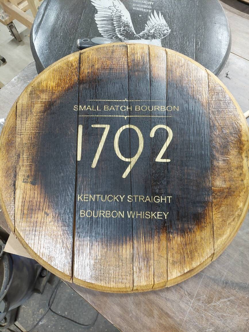 Bourbon Barrel Top Lazy Susan - Engraved Logo - Image 38