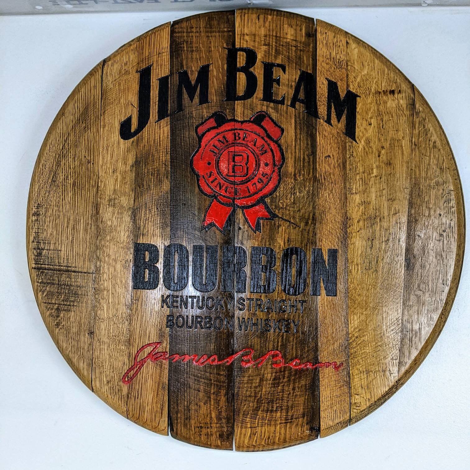 Bourbon Barrel Top Tray (Leather Handles) - Engraved Logo - Image 21