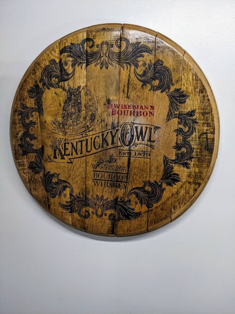 Bourbon Barrel Top Wall Art - Engraved Logo - Image 10