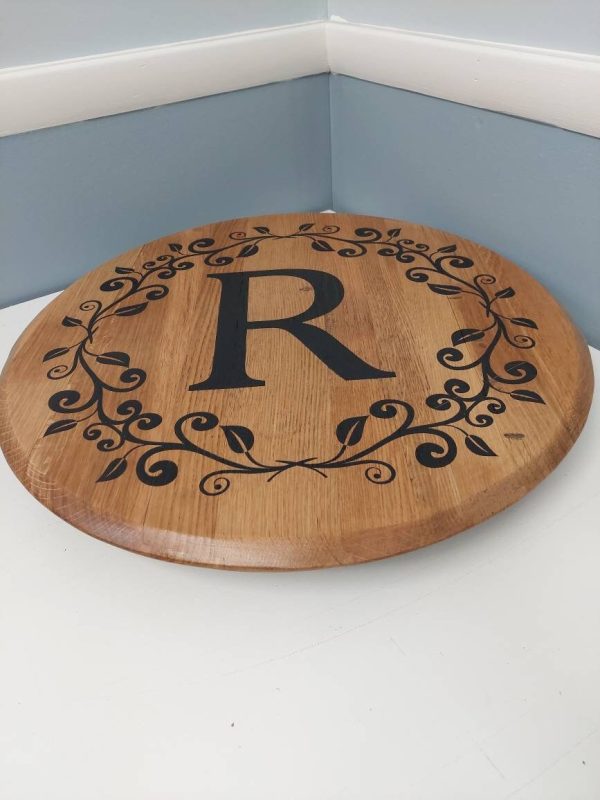 Bourbon Barrel Top Wall Art - Engraved Monogram