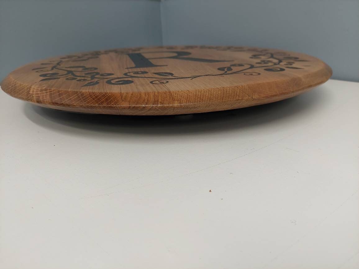Bourbon Barrel Top Wall Art - Engraved Monogram - Image 2