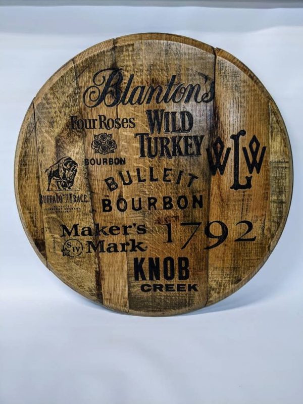 Bourbon Barrel Top Lazy Susan - Engraved Logo - Image 40