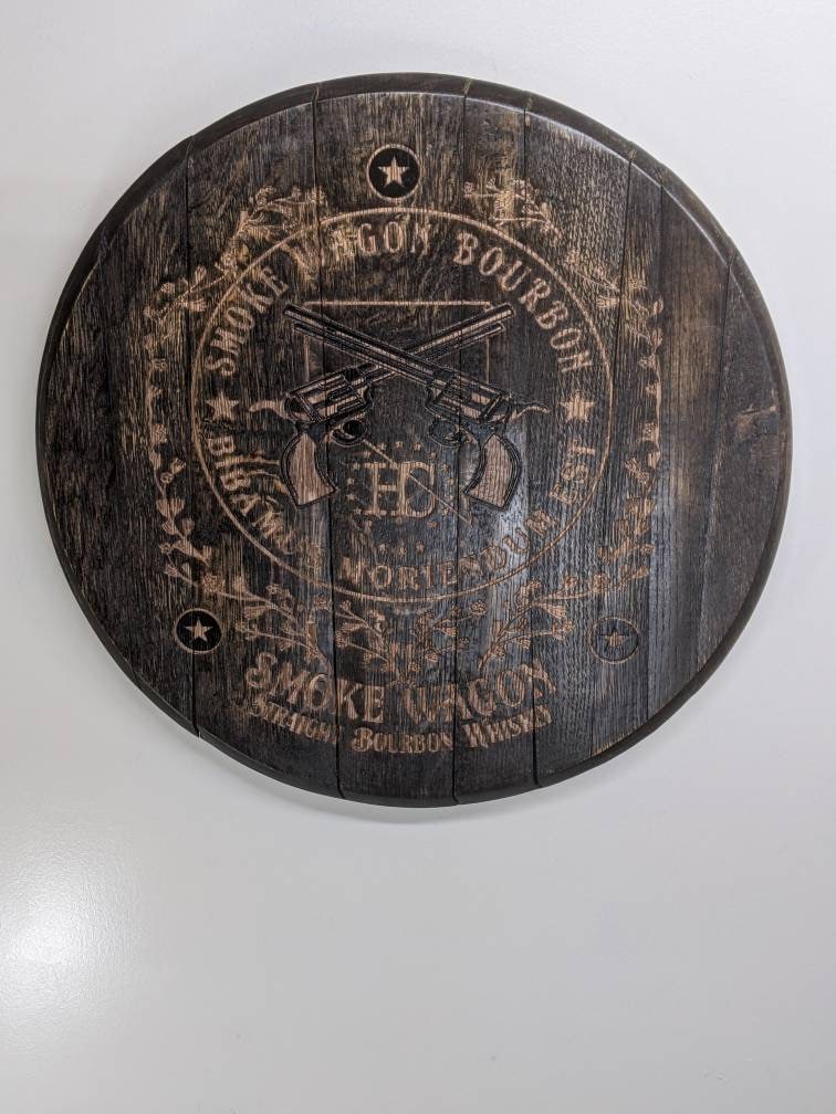 Bourbon Barrel Top Lazy Susan - Engraved Logo - Image 34
