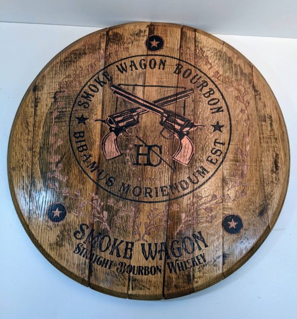 Bourbon Barrel Top Lazy Susan - Engraved Logo - Image 33