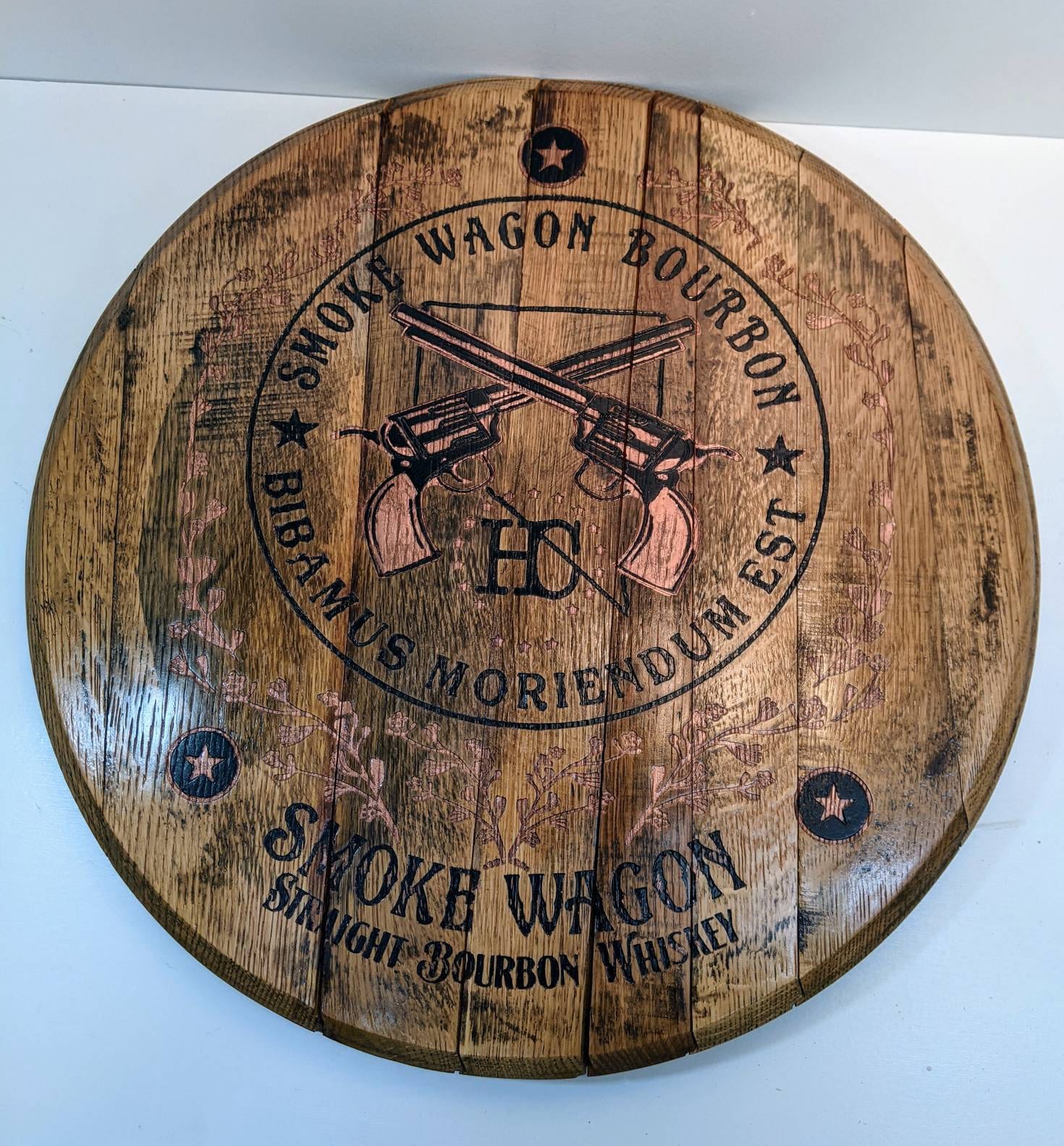 Bourbon Barrel Top Lazy Susan - Engraved Logo - Image 33