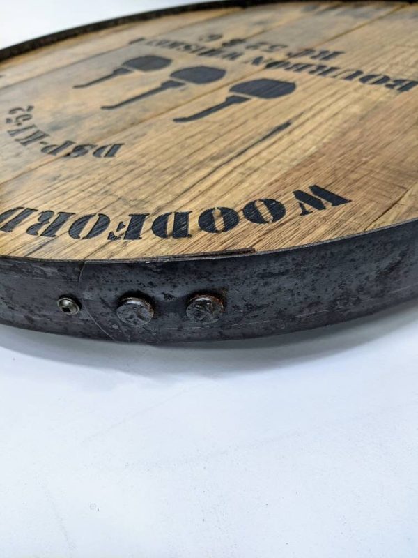 Bourbon Barrel Top Lazy Susan (Metal Band) - Engraved Logo - Image 3