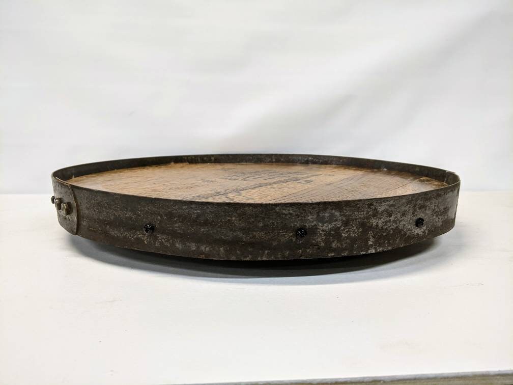 Bourbon Barrel Top Lazy Susan (Metal Band) - Engraved Logo - Image 4