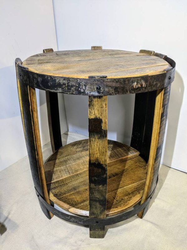 Bourbon Barrel Top End Table (½ Round) - Engraved Logo - Image 12