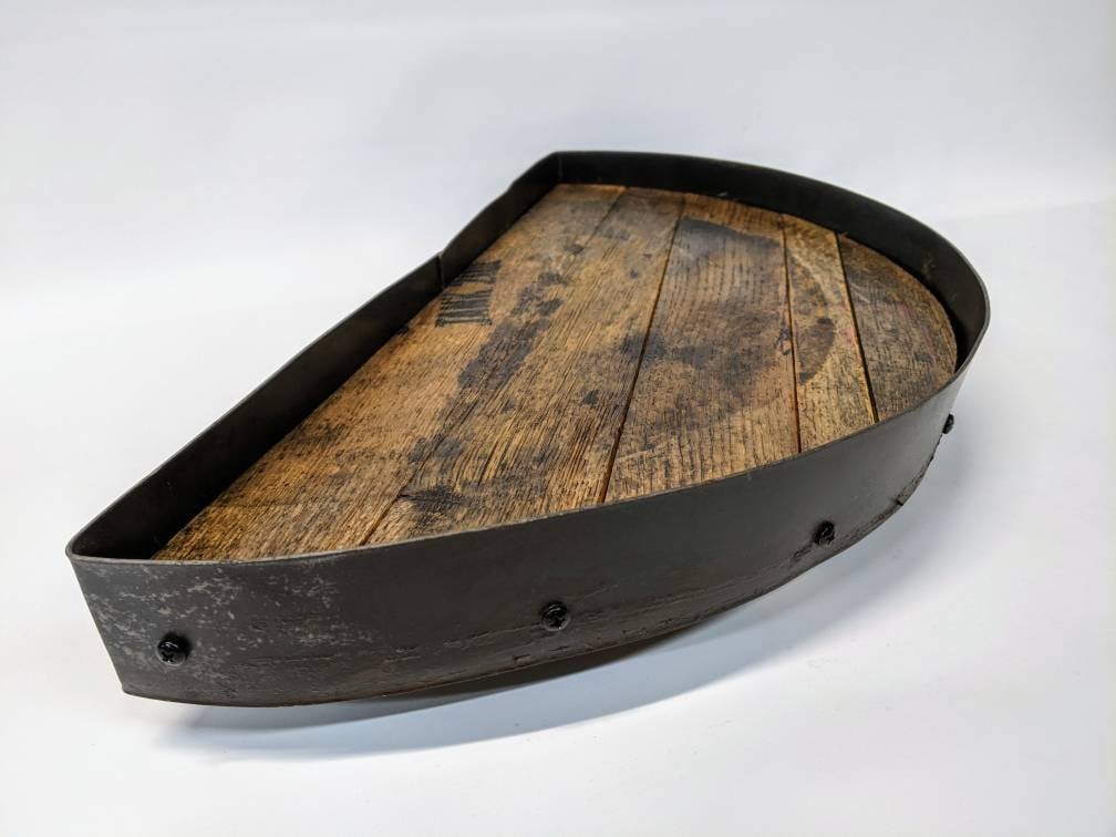 Bourbon Barrel Top Tray (½ Round - Metal Band)