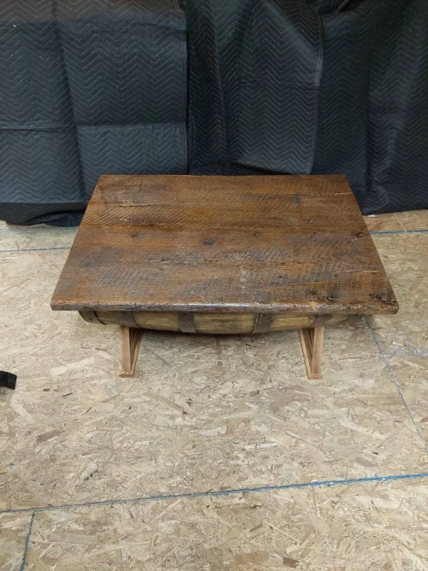 Bourbon Barrel Coffee Table - Barnwood Top - Image 4