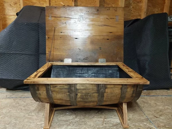 Bourbon Barrel Coffee Table - Barnwood Top - Image 5