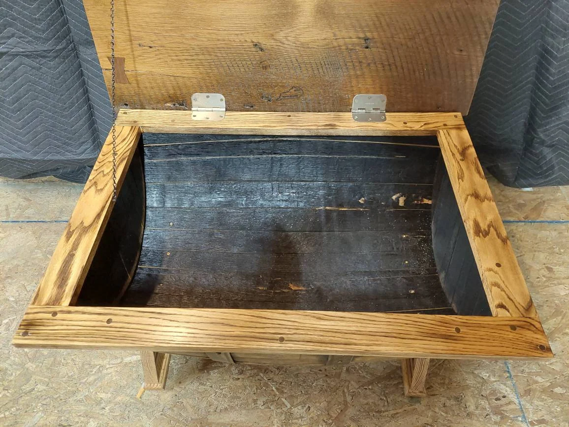 Bourbon Barrel Coffee Table - Barnwood Top - Image 8