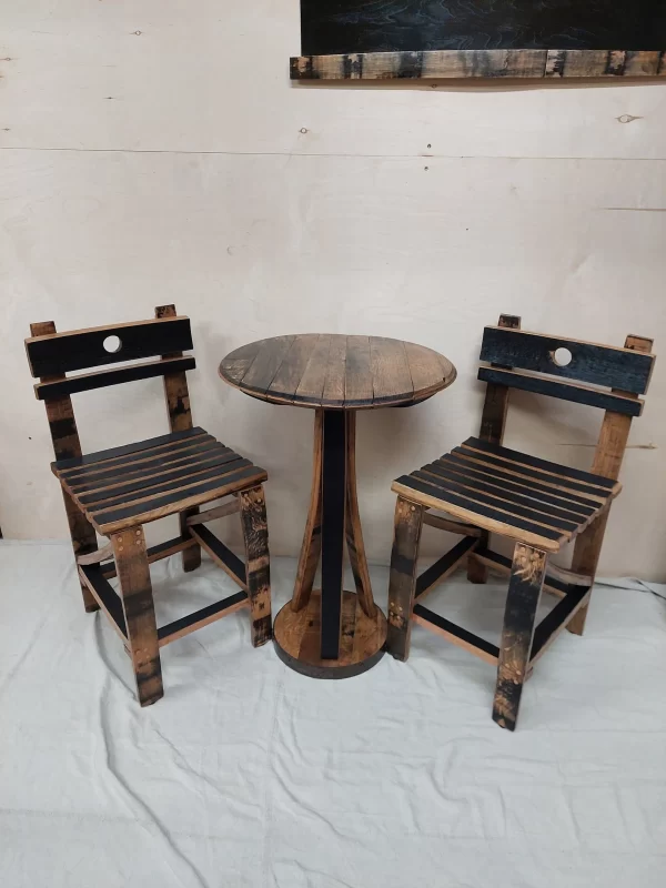 Bourbon Barrel Top Pedastal Table - Engraved Logo - Image 2