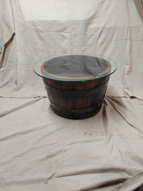 Bourbon Barrel Coffee Table - Glass Top - Image 3