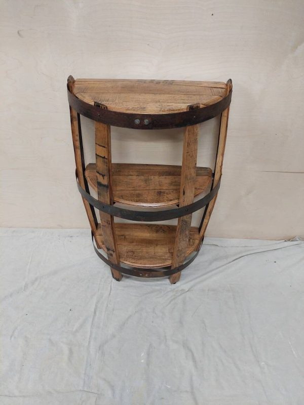 Bourbon Barrel Top 3-Shelf End Table (½ Round) - Engraved Logo - Image 4