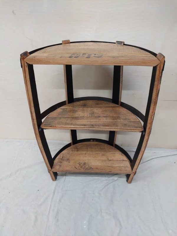 Bourbon Barrel Top 3-Shelf End Table (½ Round) - Engraved Logo - Image 5