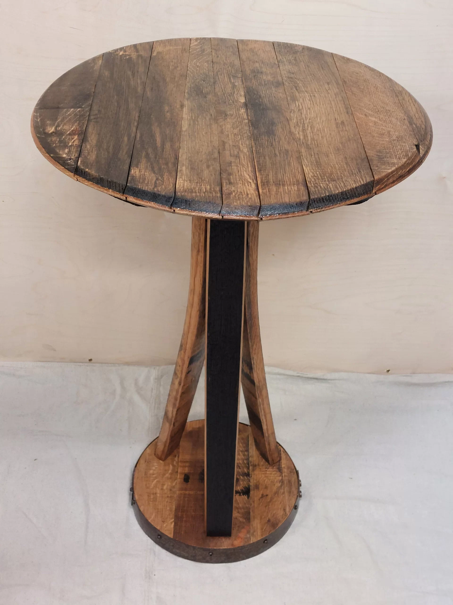 Bourbon Barrel Top Pedastal Table - Engraved Logo