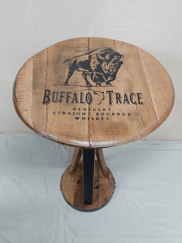 Bourbon Barrel Top Pedastal Table - Engraved Logo - Image 3