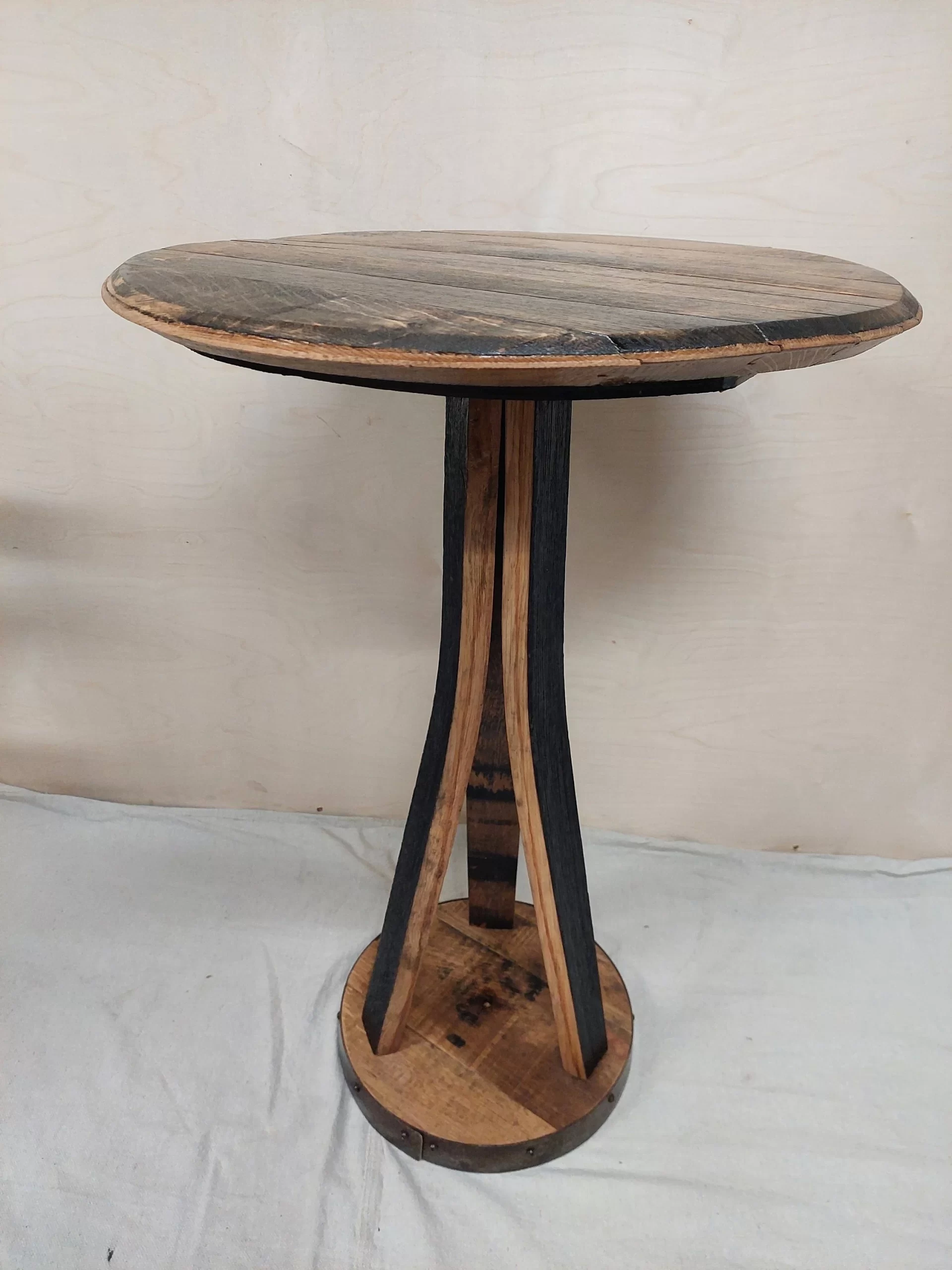 Bourbon Barrel Top Pedastal Table - Engraved Logo - Image 6