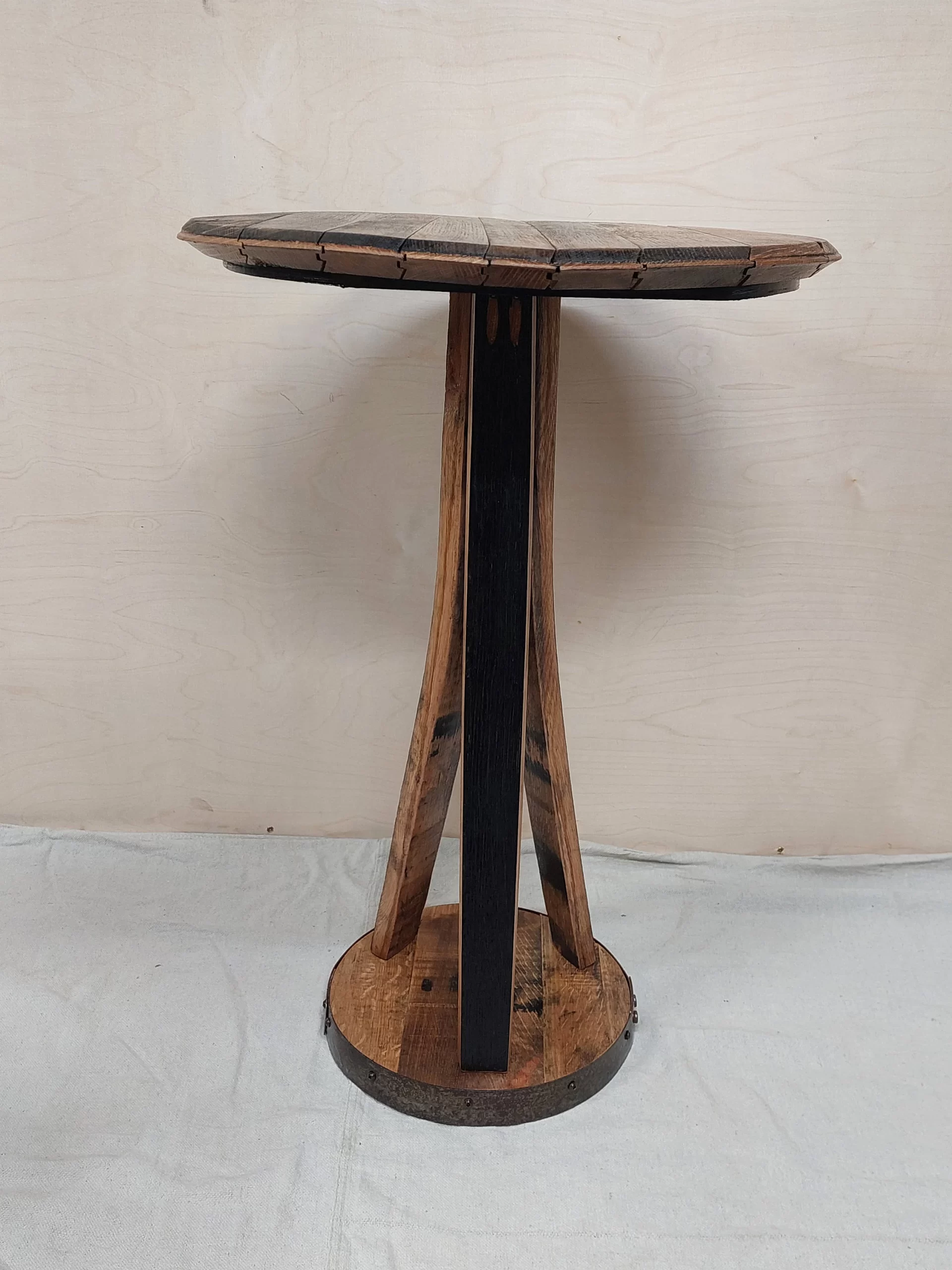 Bourbon Barrel Top Pedastal Table - Engraved Logo - Image 7