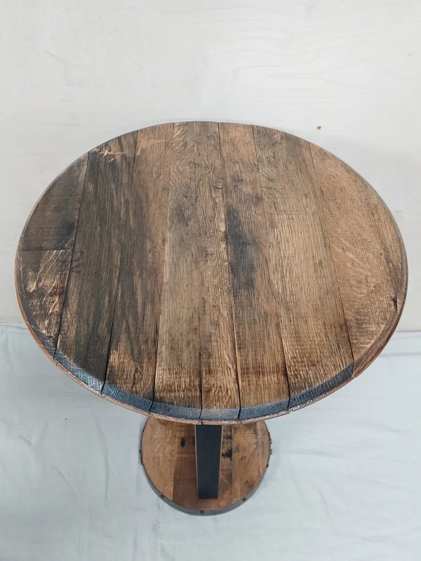 Bourbon Barrel Top Pedastal Table - Engraved Logo - Image 5
