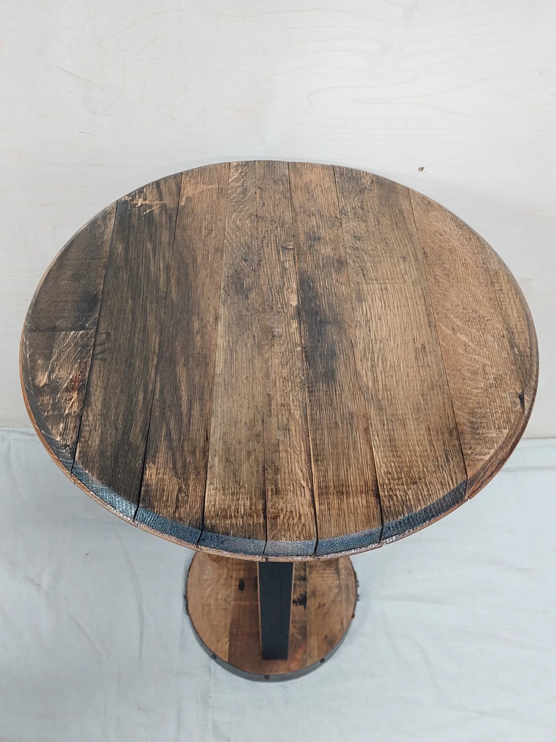 Bourbon Barrel Top Pedastal Table - Engraved Logo - Image 5