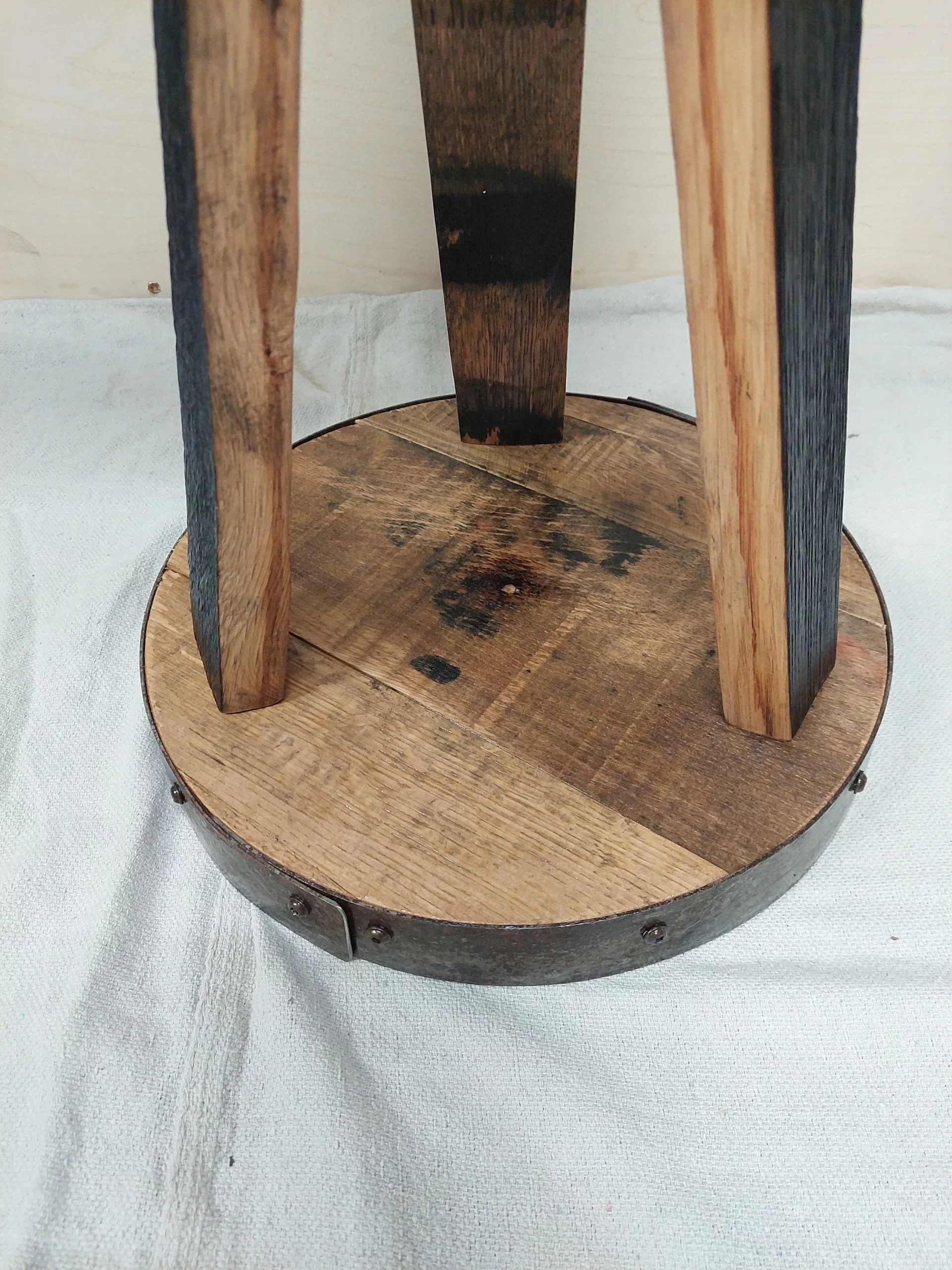 Bourbon Barrel Top Pedastal Table - Engraved Logo - Image 8
