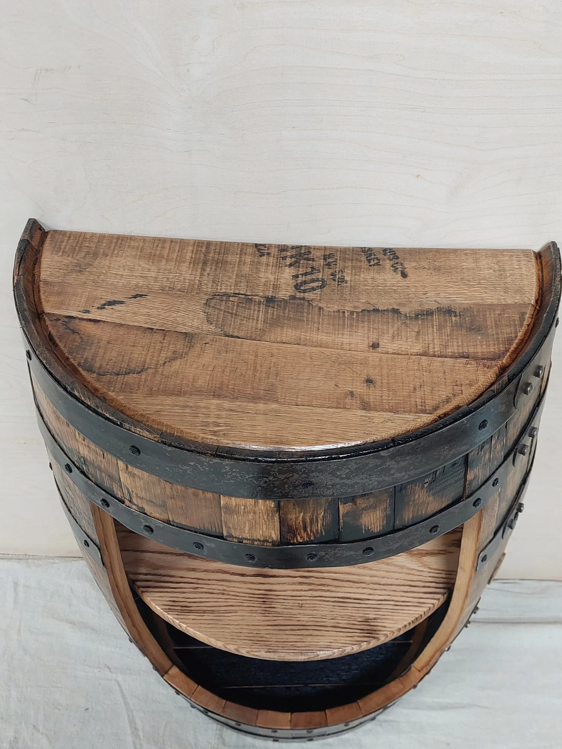 Bourbon Barrel Cabinet (½ Round) - Engraved Logo - Image 6