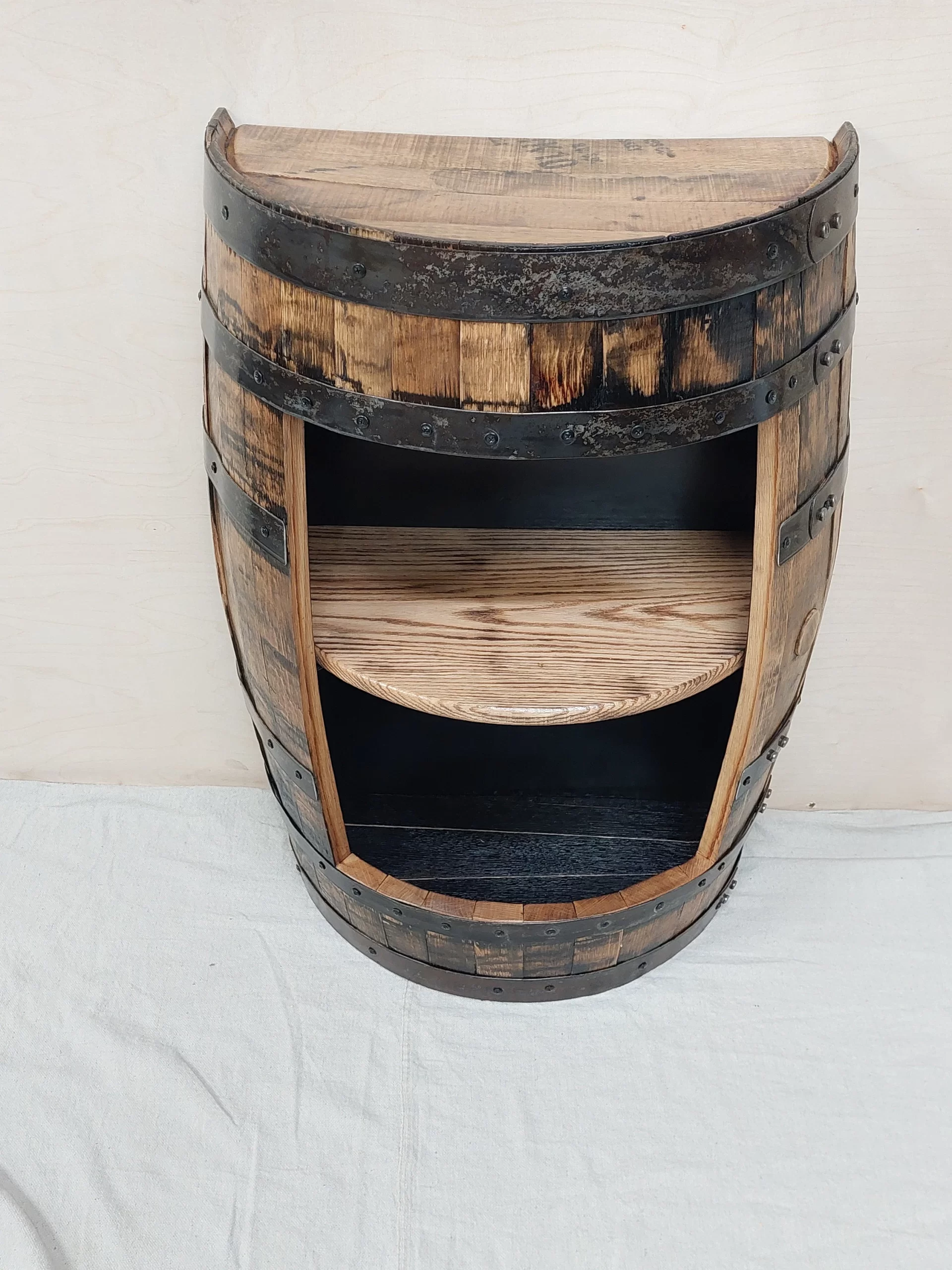 Bourbon Barrel Cabinet (½ Round) - Engraved Logo