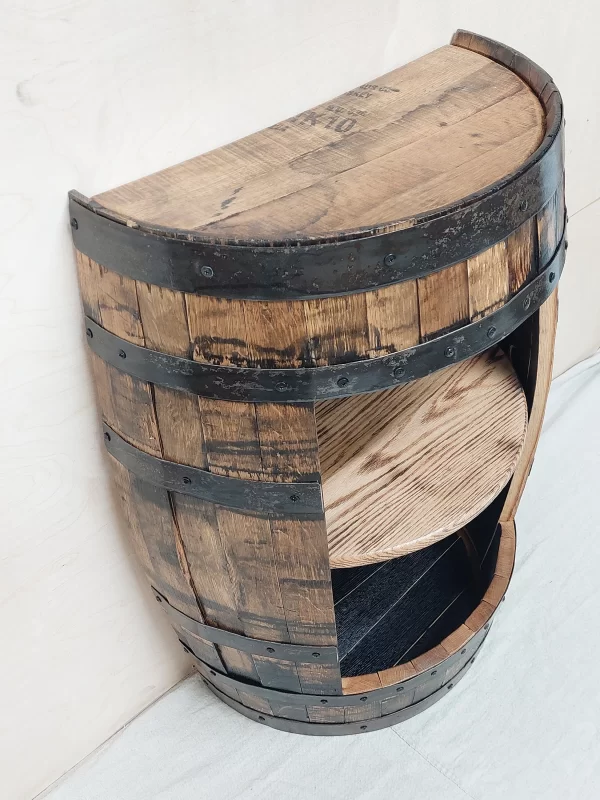 Bourbon Barrel Cabinet (½ Round) - Engraved Logo - Image 4