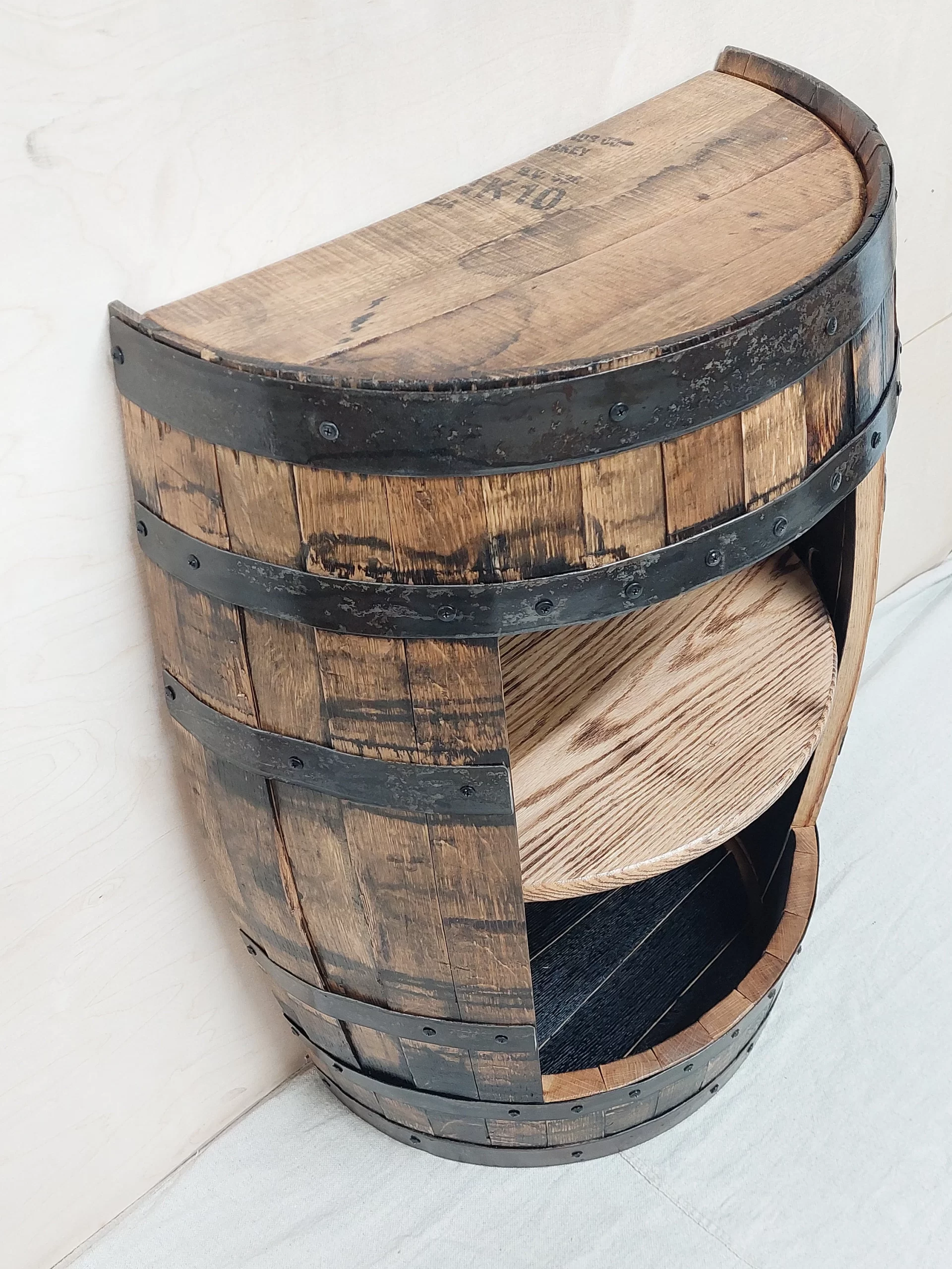 Bourbon Barrel Cabinet (½ Round) - Engraved Logo - Image 4