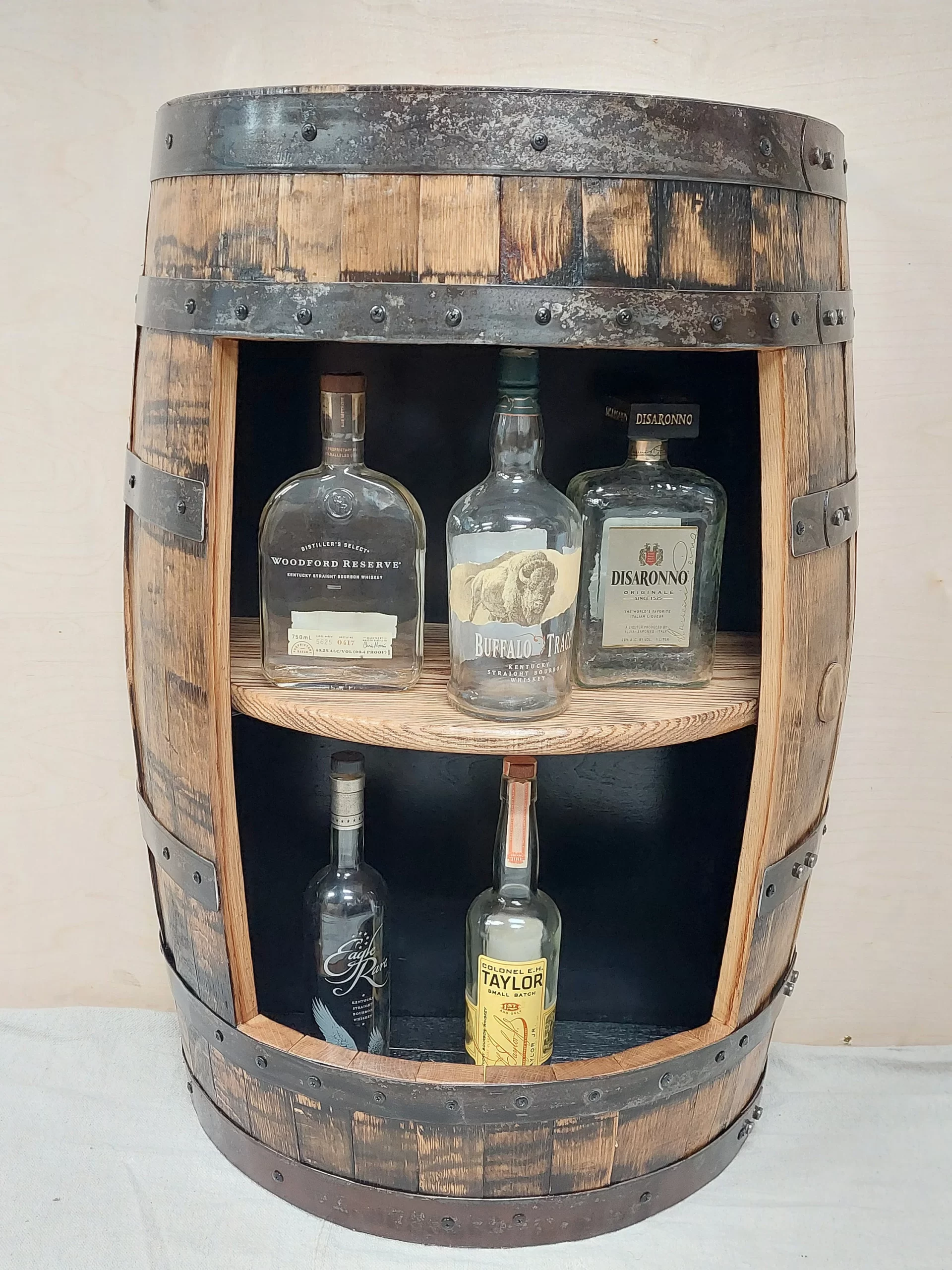 Bourbon Barrel Cabinet (½ Round) - Engraved Logo - Image 2