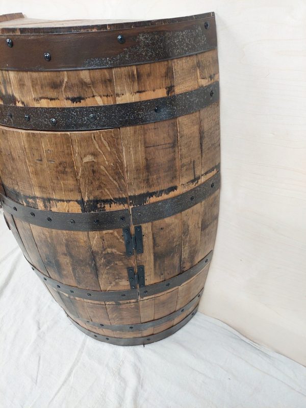 Bourbon Barrel Cabinet with Door (½ Round) - Engraved Logo - Image 5